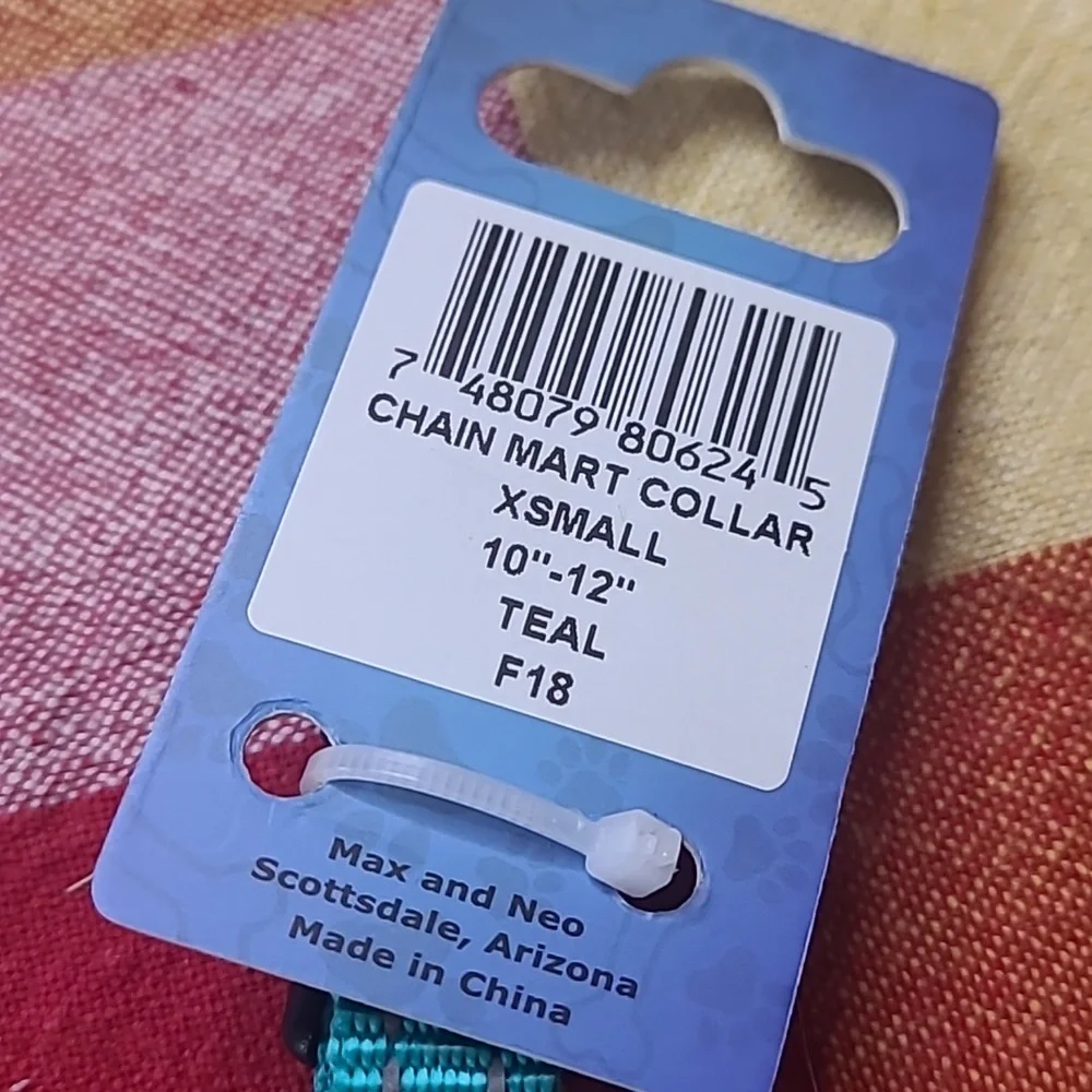 New Max & Neo size xsmall chain dog collar teal